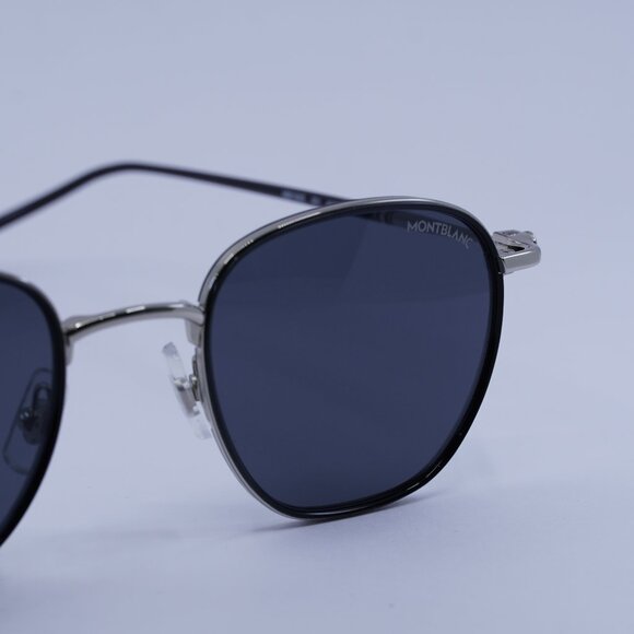 Montblanc MB0160S 001 Sunglasses Silver/Black Square Frame, Grey Lenses - Picture 10 of 11